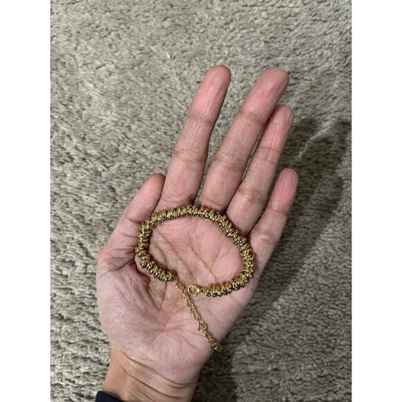 Gold statement bracelet chunky link chain cuff large bold vintage style metal - Picture 2 of 7